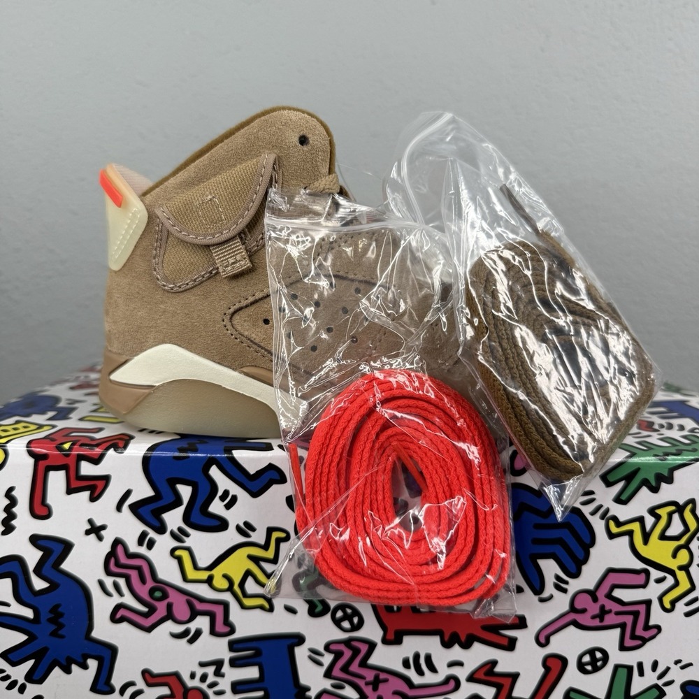 Travis Scott x Air Jordan 6 Retro PreSchool British Khaki DH0693-200 Size 11c - Picture 2 of 14